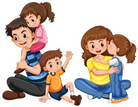 85194540-stock-vector-father-and-mother-with-three-kids-illustration