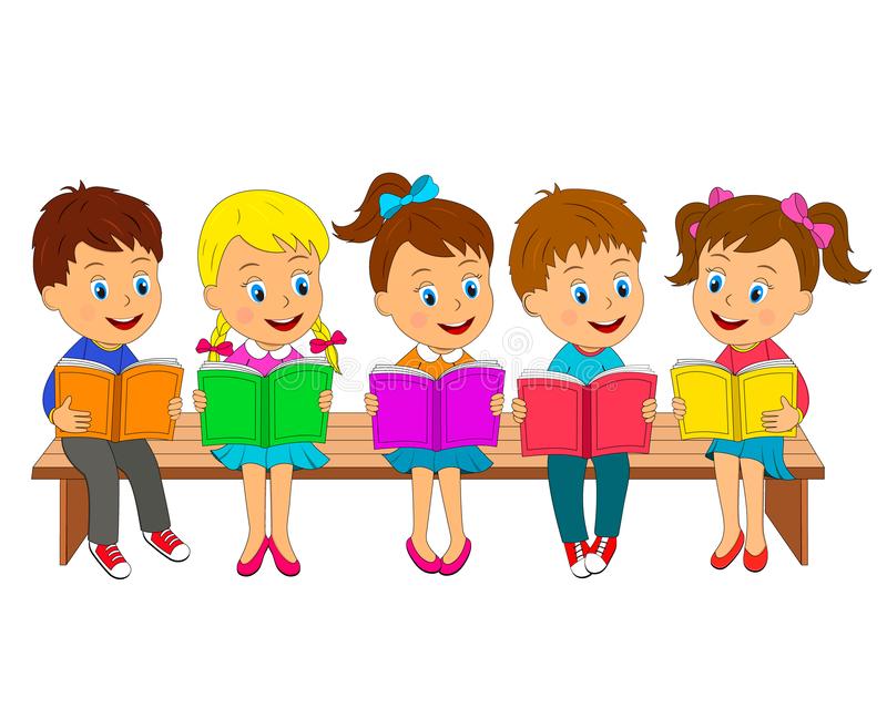 kids-boys-girls-read-books-sit-bench-illustration-vector-boys-girls-read-books-146308500