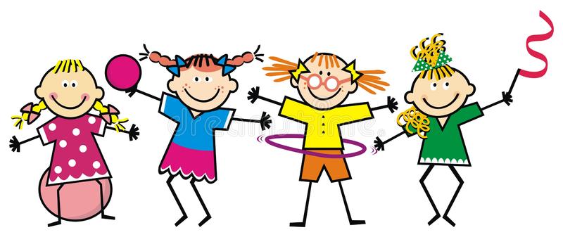 happy-kids-girls-fitness-funny-vector-illustration-girls-trains-ball-ribbon-hula-hoop-funny-illustration-children-111265187