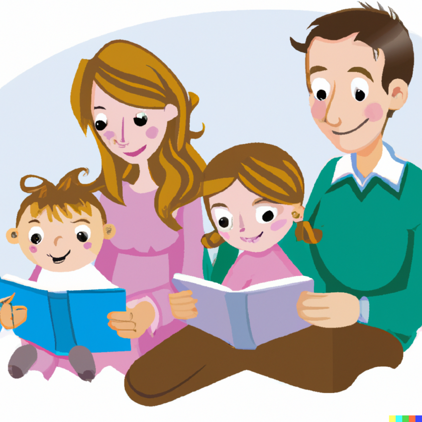 A family reading - ChildUp & DALL-E - 2022