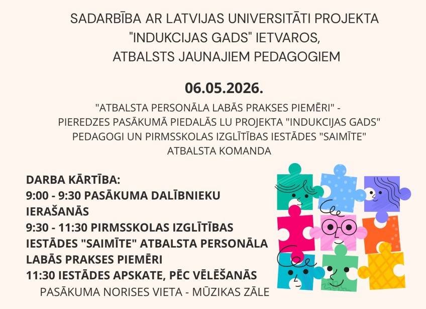 Sadarbība ar Latvijas Universitāti projekta Indukcijas gads ietvaros, atbalsts jaunajiem pedagogiem (29 x 21 cm)